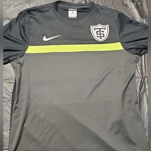 Nike Men's Black & Dark Gray Shirt with Neon Stripe